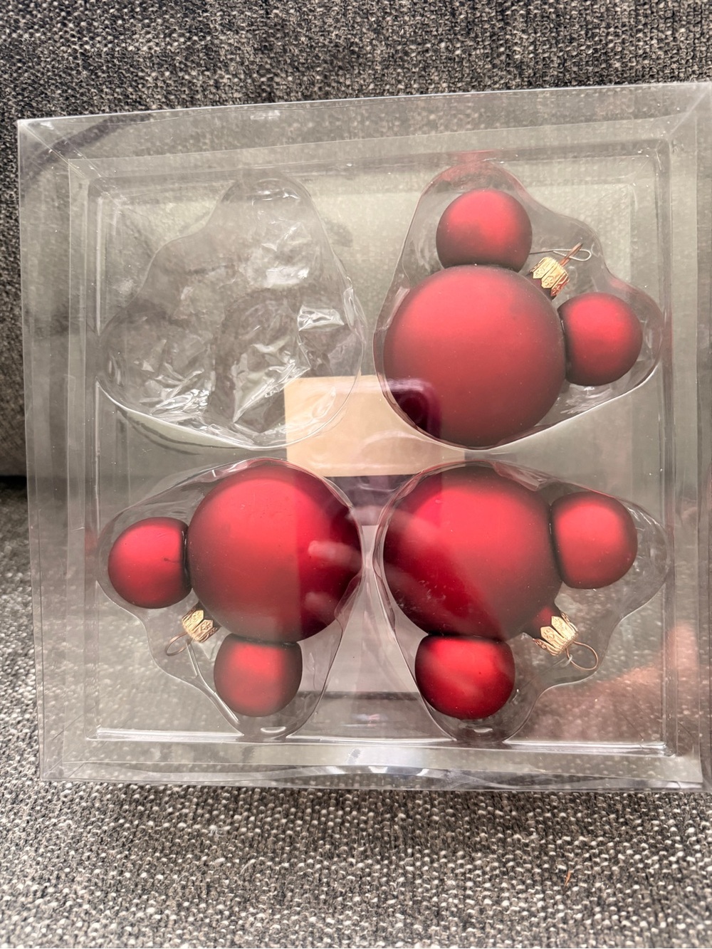 DISNEY Red Cluster Glass Holiday Ornaments - Set of 3